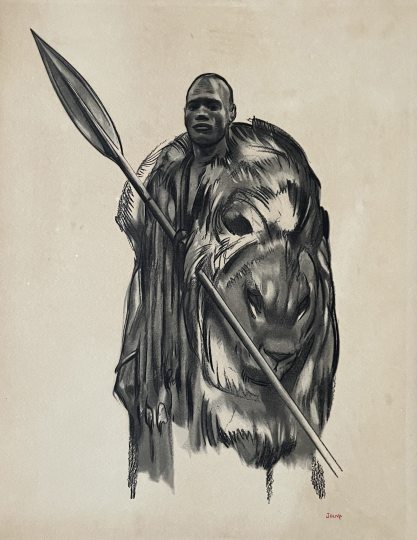 Paul JOUVE (1878-1973) - Chef de tribu au bouclier 1931